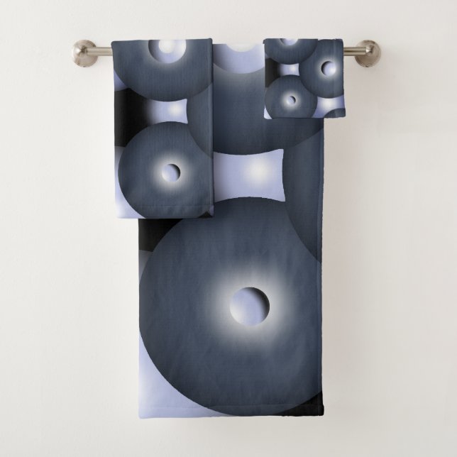 Globale konzentrische Zirkel-Orbitalkunst Abstrakt Badhandtuch Set (Insitu)