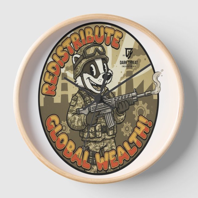 Globale Wohlstands-Badger-Wanduhr Uhr (Vorderseite)