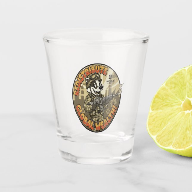 Globaler Reichtum Badger Schnapsglas (Vorderseite)
