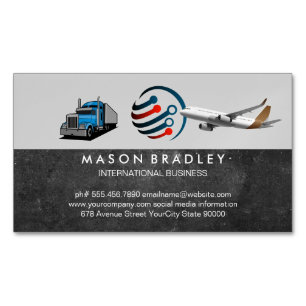 Globales Logo   Sattelzugmaschine   Verkehrsflugze Magnetische Visitenkarte