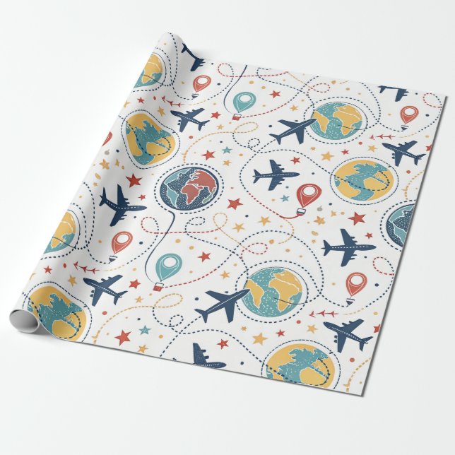 Globales Reiseflugmuster (1) Geschenkpapier (Ungerollt)