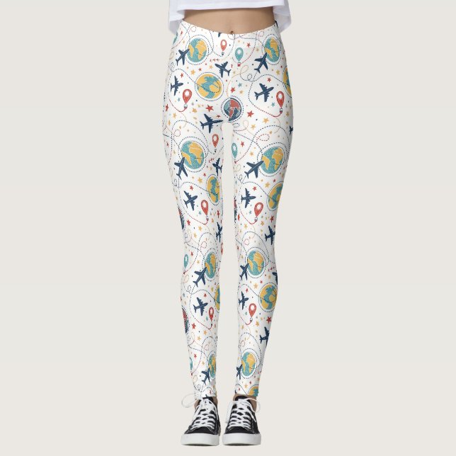 Globales Reiseflugmuster (1) Leggings (Vorderseite)