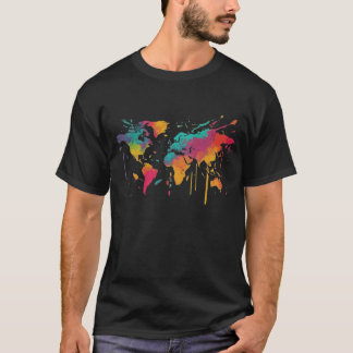 Globales T-Shirt der Palette: Multicolor-Weltkarte