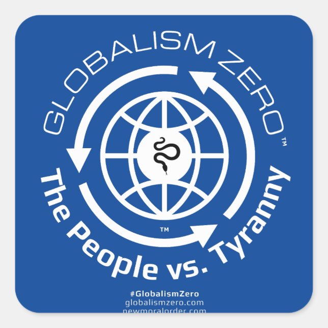 Globalism Zero™-Logo-Aufkleber für weiße Kreise Quadratischer Aufkleber (Vorderseite)