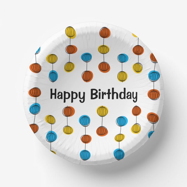 Globe Chain Happy Birthday Pappteller (Vorderseite)