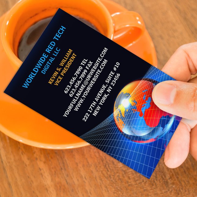 Globe Grid Business Card Visitenkarte (Von Creator hochgeladen)