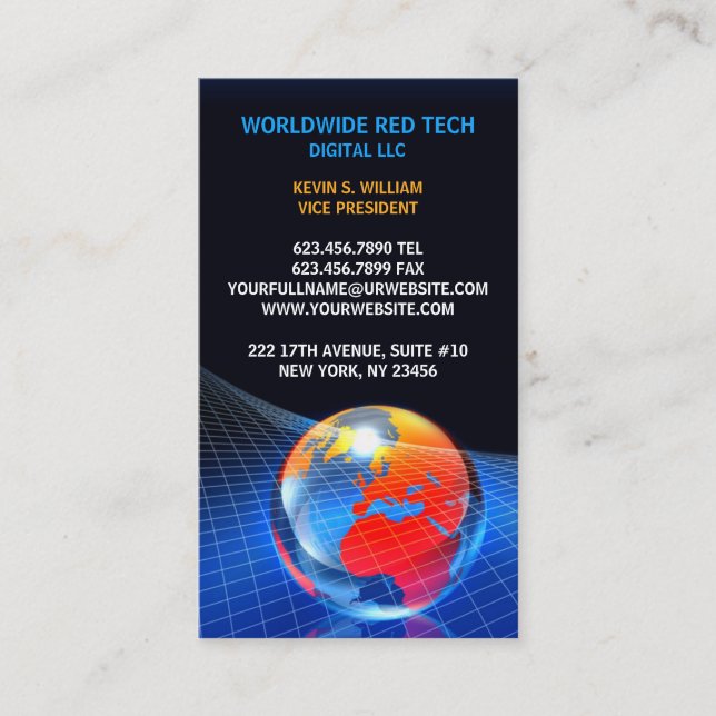 Globe Grid Business Card Visitenkarte (Vorderseite)