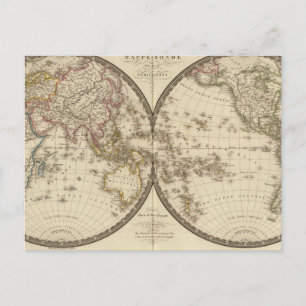 Globe in zwei Hemisphären Postkarte