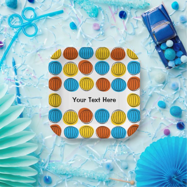 Globe Multi Text Paper Platte Quadrat Pappteller (Party)