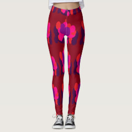 Globe-Muster dusw. rosa Rotwein und lila Leggings