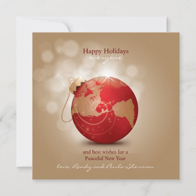 Globe Ornament Holiday Card Feiertagskarte (Vorderseite)