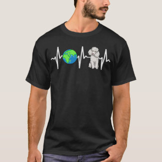 Globe Planet Earth Poodle Heartbeat T-Shirt