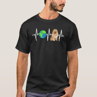Globe Planet Earth Spitz Heartbeat Dog T-Shirt