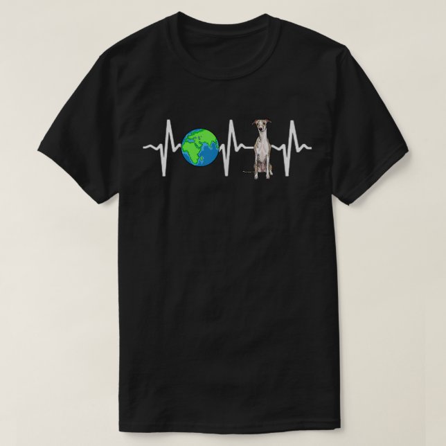 Globe Planet Earth Whippet Heartbeat Hunde Lover  T-Shirt (Design vorne)