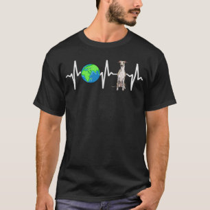 Globe Planet Earth Whippet Heartbeat Hunde Lover  T-Shirt