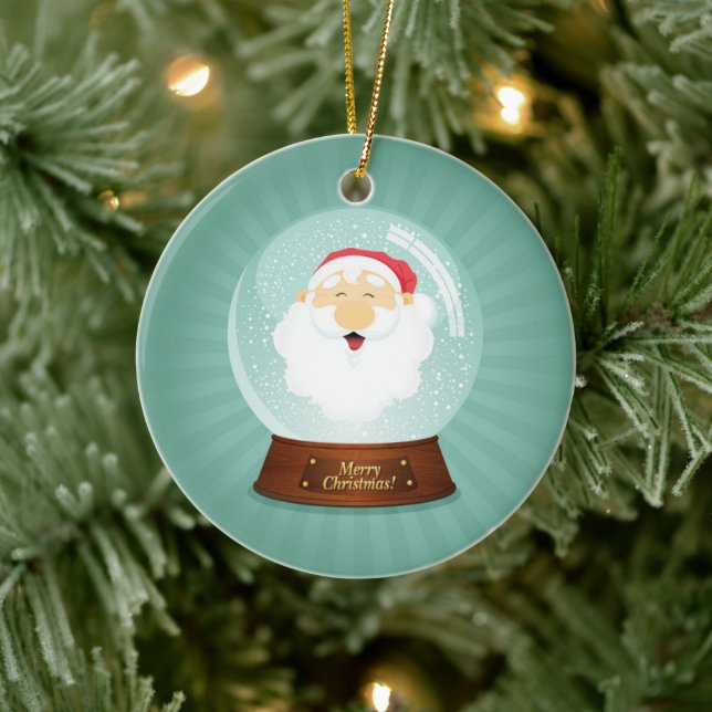 Globe Santa Claus Face Keramik Ornament (Baum)