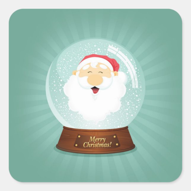 Globe Santa Claus Face Quadratischer Aufkleber (Vorderseite)