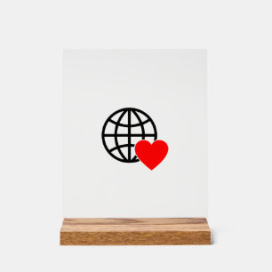 Globe-Symbol der Welt-Liebe   Herz-Erde-Sommerdesi Acrylschild