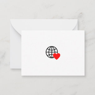 Globe-Symbol der Welt-Liebe   Herz-Erde-Sommerdesi Mitteilungskarte