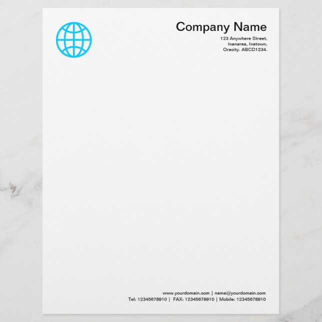 Globe Symbol - Sky Blue Briefkopf (Vorderseite)