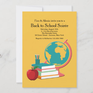 Globe und Bücher Einladung