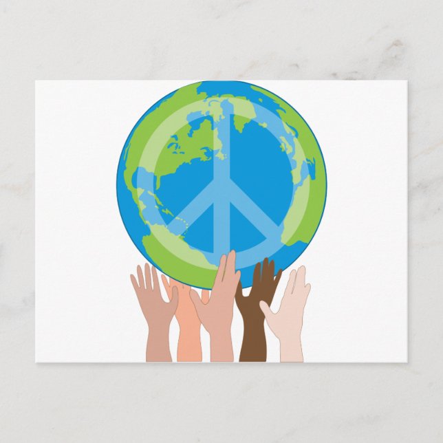 Globe und Hände Postkarte (Vorderseite)