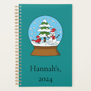 Globe w Kardinal Snowman & Pine Tree Personalisi Planer