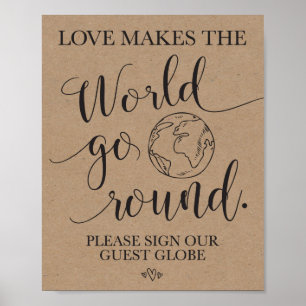 Globe Wedding Table Sign Poster