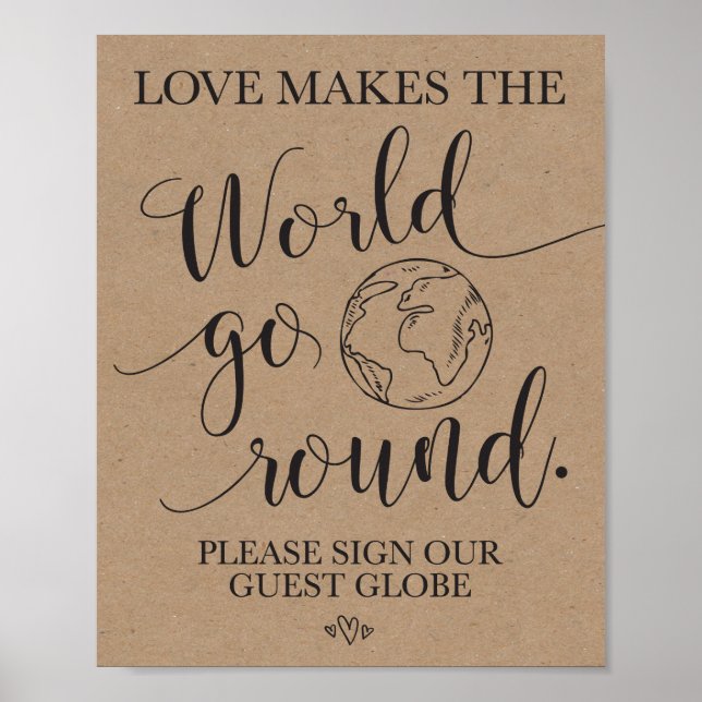 Globe Wedding Table Sign Poster (Vorne)