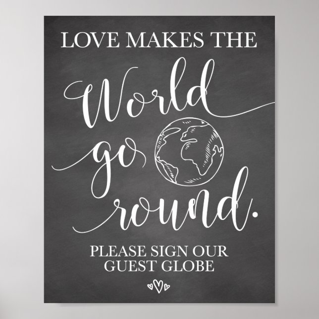 Globe Wedding Table Sign Poster (Vorne)