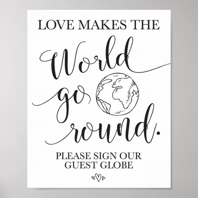Globe Wedding Table Sign Poster (Vorne)