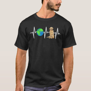 Globus Planet Erde Golden Retriever Herzschlag Hun T-Shirt