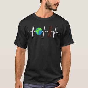 Globus Planet Erde Lockenhund Herzschlag T-Shirt