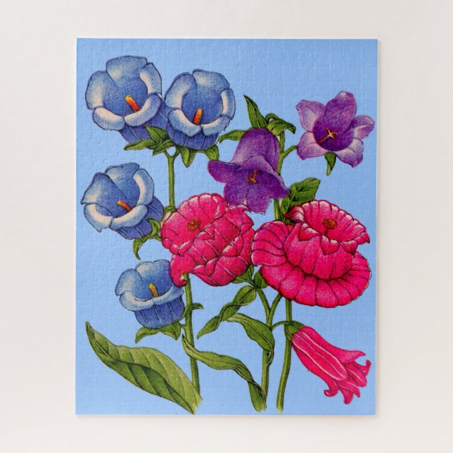 Glocken aus Canterbury in Blau, Rot und lila Puzzle (Vertikal)