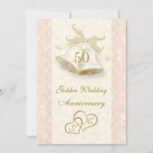 Glocken, Herz 50. Hochzeitstag Einladung
