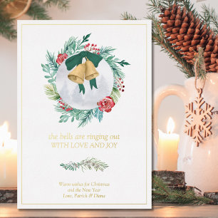 Glocken klingen Liebe und Freude Weihnachtskranz Folien Feiertagskarte