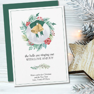 Glocken läuten Liebe und Freude Weihnachtskranz Feiertagskarte