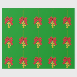 Glocken und Bögen - grünes Umschlagpapier Geschenkpapier