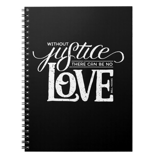 Glockenhaken ohne Gerechtigkeits-Schwarz-Notizbuch Notizblock (Vorderseite)