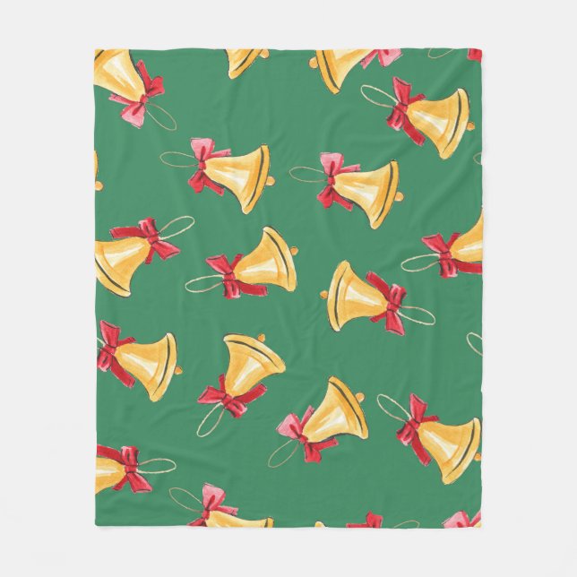 Glockenmuster Grün Nahtlos Fleecedecke (Vorderseite)