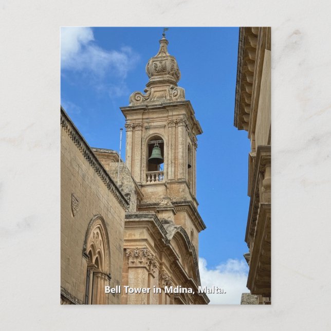 Glockenturm in Mdina, Malta. Postkarte (Vorderseite)