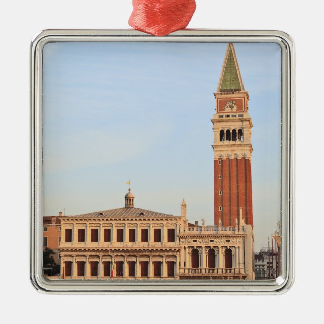 Glockenturm, Piazza San Marco, Venedig Silbernes Ornament (Vorne)
