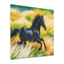 Glockenturm Schwarzes Pferd Galloping im pulsieren