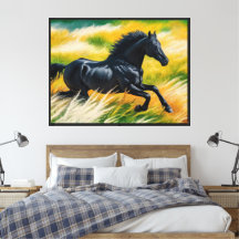 Glockenturm Schwarzes Pferd Galloping im pulsieren