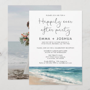 Glockenwasser-Foto-Hochzeit am Strand für immer un Einladung