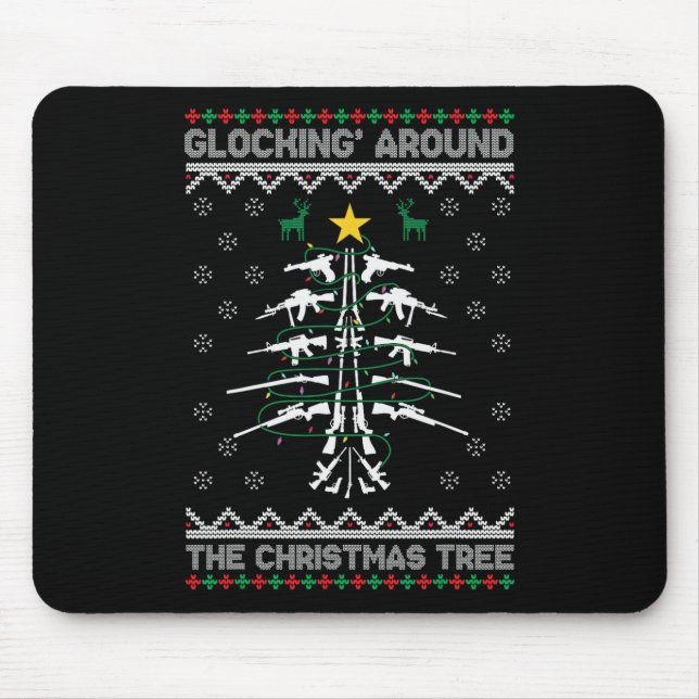 Glocking Around The Christmas Tree hässlicher Weih Mousepad (Vorne)
