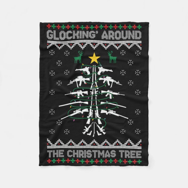 Glocking Around The Christmas Tree Ugly Christmas  Fleecedecke (Vorderseite)