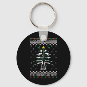 Glocking rund um den Weihnachtsbaum hässlicher Wei Schlüsselanhänger