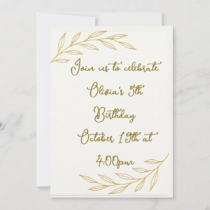 Glod Floral 5. Geburtstag Einladung