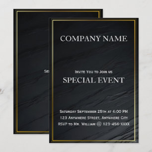 Gloden Frame Black Corporate Party Einladung Card